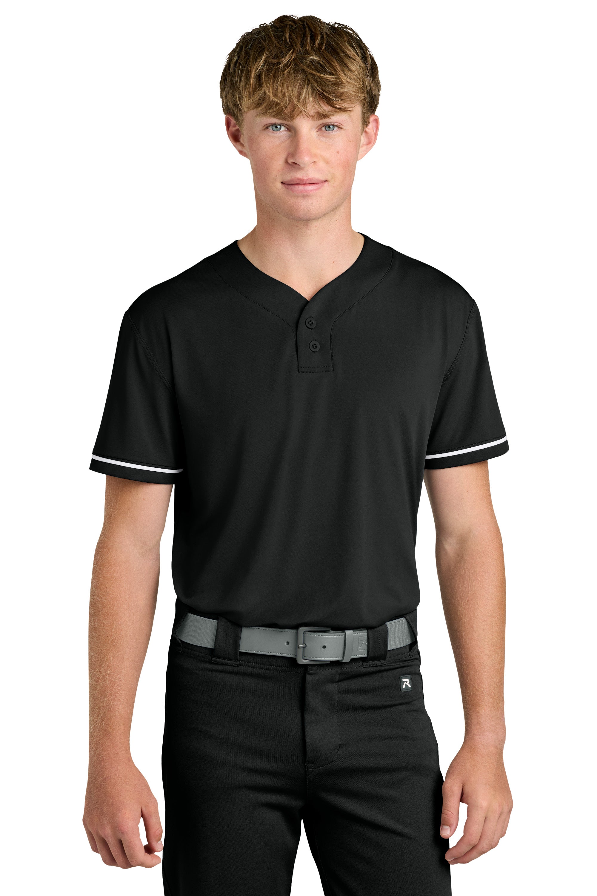 Richardson RA7910 Mens Select 2 Button Baseball Jersey Black Model Front