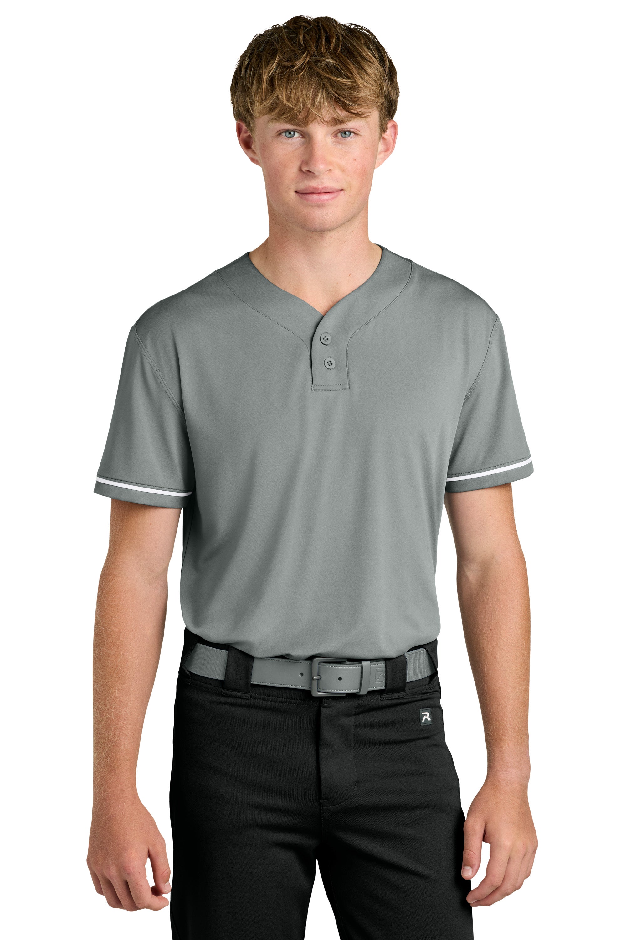 Richardson RA7910 Mens Select 2 Button Baseball Jersey Grey Model Front