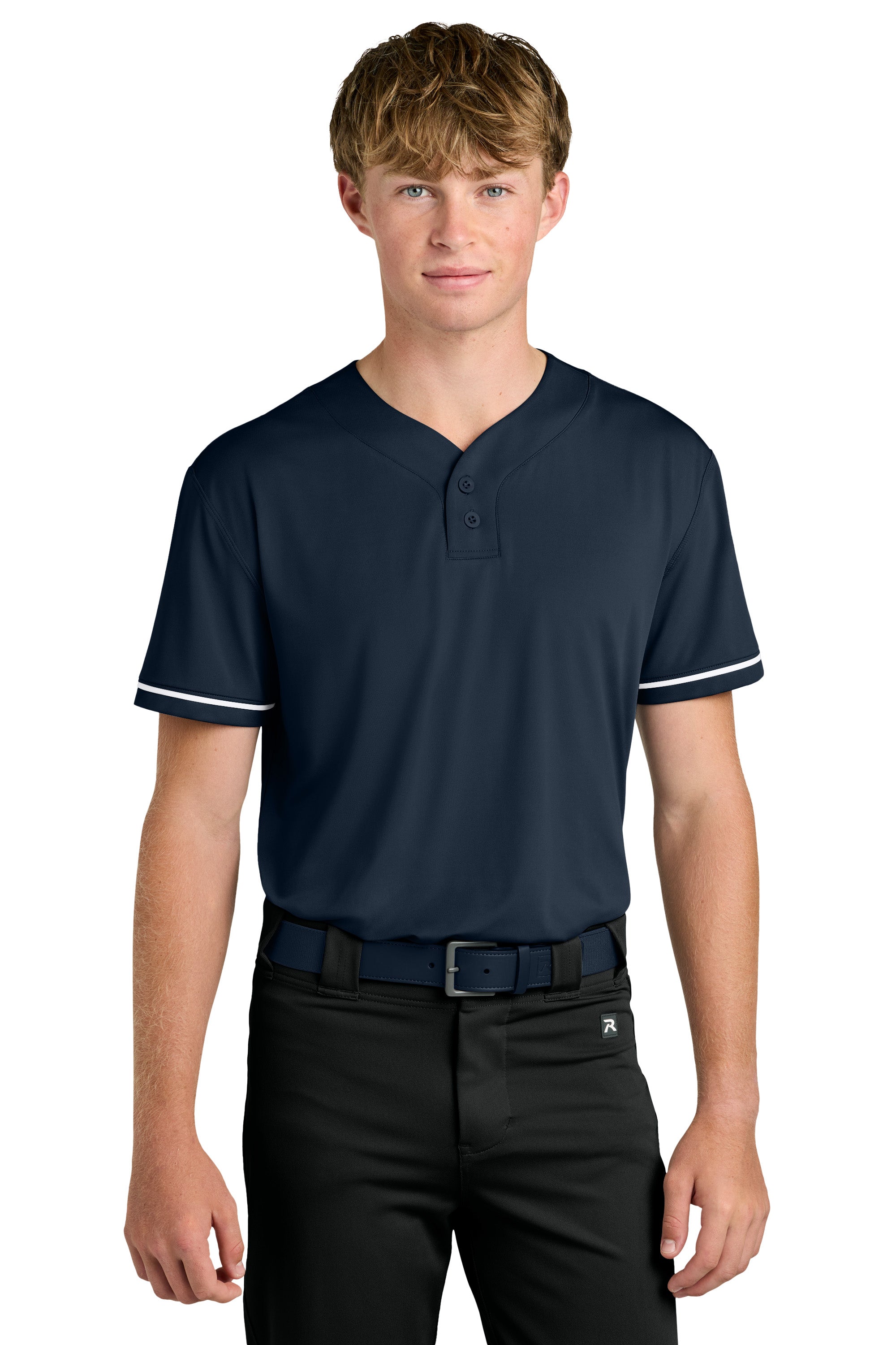 Richardson RA7910 Mens Select 2 Button Baseball Jersey Navy Blue Model Front