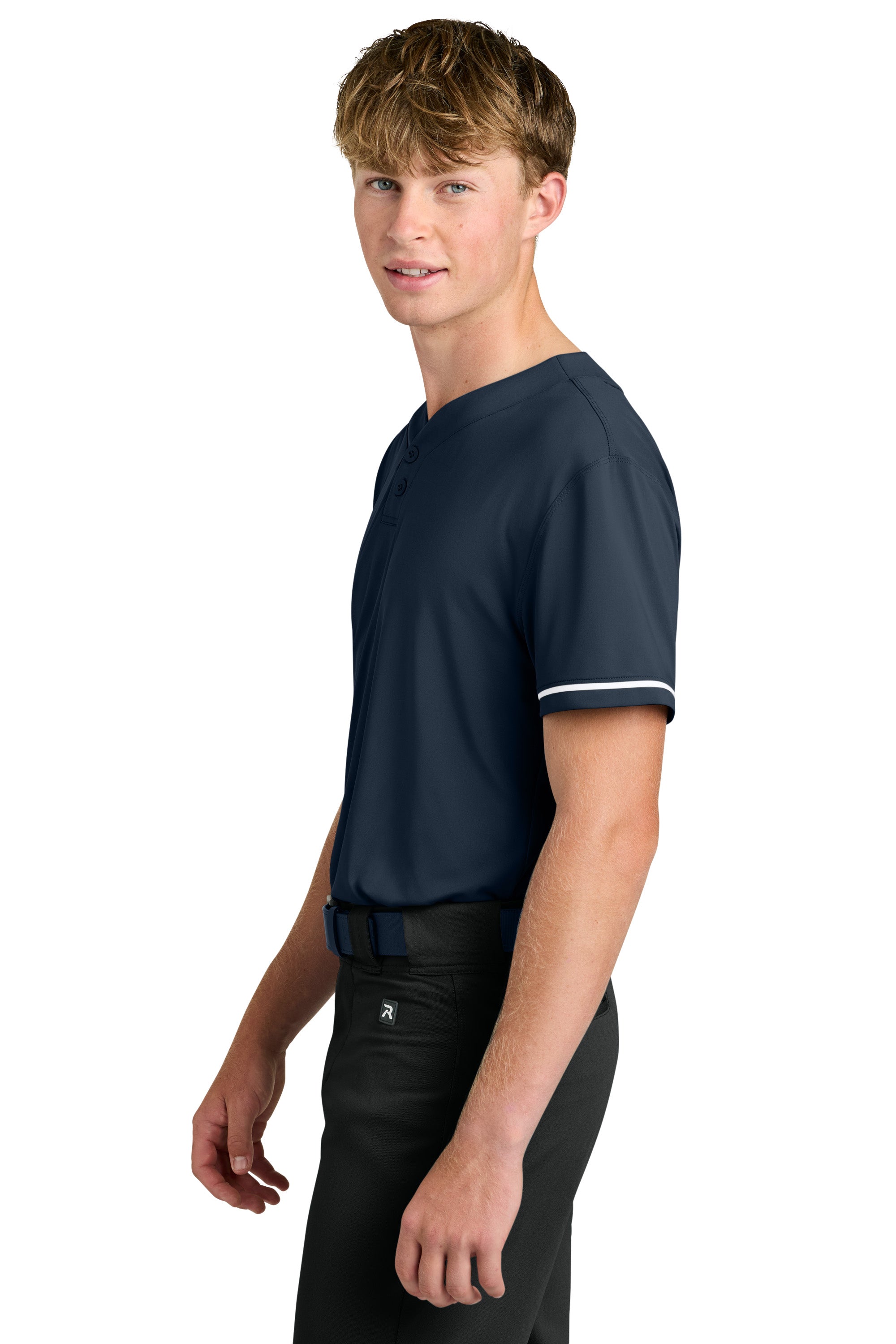 Richardson RA7910 Mens Select 2 Button Baseball Jersey Navy Blue Model Side