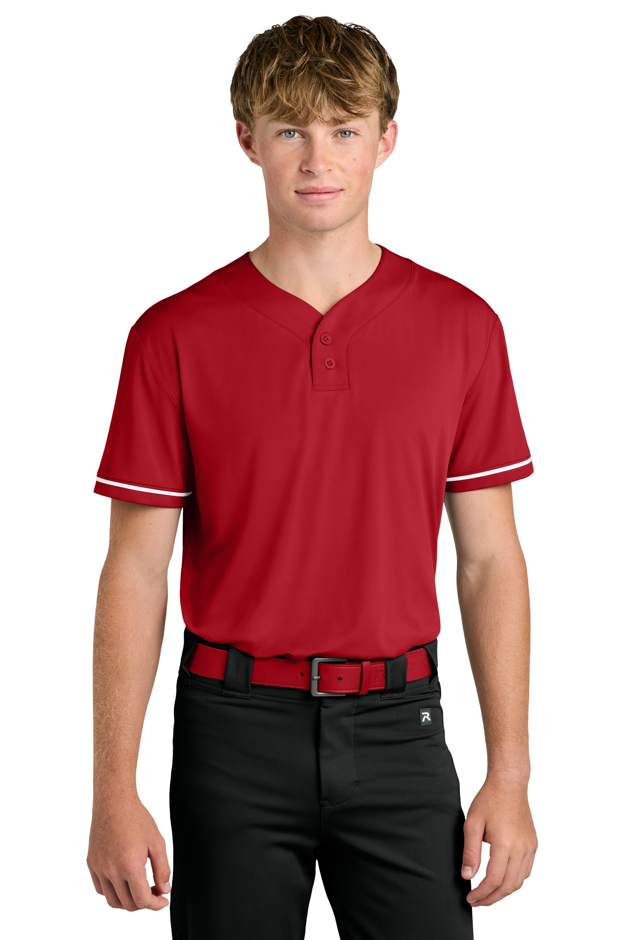 Richardson RA7910 Mens Select 2 Button Baseball Jersey Red Model Front