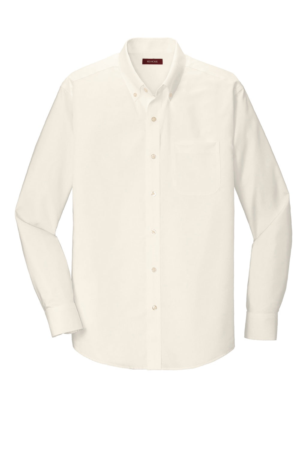 Red House RH240/TLRH240 Mens Pinpoint Oxford Wrinkle Resistant Long Sleeve Button Down Shirt w/ Pocket Ivory Chiffon White Flat Front