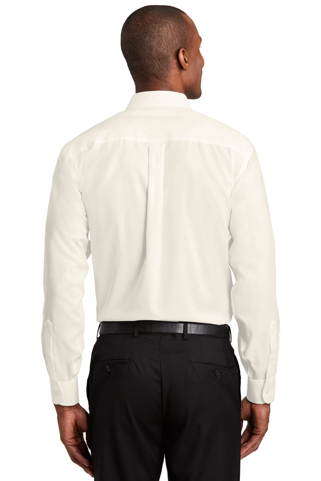 Red House RH240/TLRH240 Mens Pinpoint Oxford Wrinkle Resistant Long Sleeve Button Down Shirt w/ Pocket Ivory Chiffon White Model Back