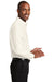 Red House RH240/TLRH240 Mens Pinpoint Oxford Wrinkle Resistant Long Sleeve Button Down Shirt w/ Pocket Ivory Chiffon White Model Side