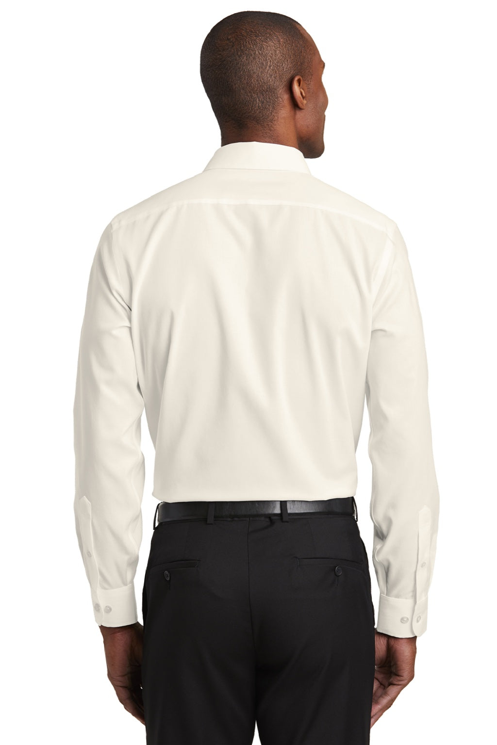 Red House RH620 Mens Pinpoint Oxford Wrinkle Resistant Long Sleeve Button Down Shirt Ivory Chiffon White Model Back