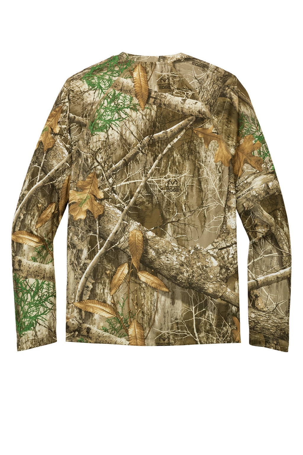 Russell Outdoors RU150LS Mens Realtree Moisture Wicking Long Sleeve Crewneck T-Shirt Realtree Edge Camo Flat Back