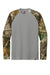 Russell Outdoors RU151LS Mens Realtree Colorblock Moisture Wicking Long Sleeve Crewneck T-Shirt Heather Concrete Grey/Realtree Edge Camo Flat Front
