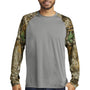 Russell Outdoors Mens Realtree Colorblock Moisture Wicking Long Sleeve Crewneck T-Shirt - Heather Concrete Grey/Realtree Edge Camo