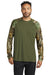 Russell Outdoors RU151LS Mens Realtree Colorblock Moisture Wicking Long Sleeve Crewneck T-Shirt Olive Drab Green/Realtree Edge Camo Model Front
