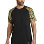Russell Outdoors Mens Realtree Colorblock Moisture Wicking Short Sleeve Crewneck T-Shirt - Black/Realtree Edge Camo