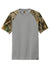 Russell Outdoors RU151 Mens Realtree Colorblock Moisture Wicking Short Sleeve Crewneck T-Shirt Heather Concrete Grey/Realtree Edge Camo Flat Front