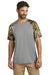 Russell Outdoors RU151 Mens Realtree Colorblock Moisture Wicking Short Sleeve Crewneck T-Shirt Heather Concrete Grey/Realtree Edge Camo Model Front