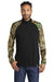 Russell Outdoors RU152 Mens Realtree Colorblock Moisture Wicking 1/4 Zip Sweatshirt Black/Realtree Edge Camo Model Front