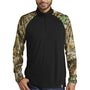 Russell Outdoors Mens Realtree Colorblock Moisture Wicking 1/4 Zip Sweatshirt - Black/Realtree Edge Camo
