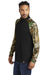 Russell Outdoors RU152 Mens Realtree Colorblock Moisture Wicking 1/4 Zip Sweatshirt Black/Realtree Edge Camo Model Side