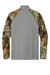 Russell Outdoors RU152 Mens Realtree Colorblock Moisture Wicking 1/4 Zip Sweatshirt Heather Concrete Grey/Realtree Edge Camo Flat Back