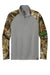 Russell Outdoors RU152 Mens Realtree Colorblock Moisture Wicking 1/4 Zip Sweatshirt Heather Concrete Grey/Realtree Edge Camo Flat Front