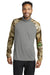 Russell Outdoors RU152 Mens Realtree Colorblock Moisture Wicking 1/4 Zip Sweatshirt Heather Concrete Grey/Realtree Edge Camo Model Front