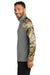 Russell Outdoors RU152 Mens Realtree Colorblock Moisture Wicking 1/4 Zip Sweatshirt Heather Concrete Grey/Realtree Edge Camo Model Side
