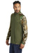 Russell Outdoors RU152 Mens Realtree Colorblock Moisture Wicking 1/4 Zip Sweatshirt Olive Drab Green/Realtree Edge Camo Model Side
