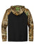 Russell Outdoors RU451 Mens Realtree Colorblock Moisture Wicking Hooded Sweatshirt Hoodie w/ Pouch Pocket Black/Realtree Edge Camo Flat Back