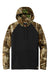 Russell Outdoors RU451 Mens Realtree Colorblock Moisture Wicking Hooded Sweatshirt Hoodie w/ Pouch Pocket Black/Realtree Edge Camo Flat Front