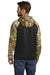 Russell Outdoors RU451 Mens Realtree Colorblock Moisture Wicking Hooded Sweatshirt Hoodie w/ Pouch Pocket Black/Realtree Edge Camo Model Back
