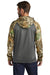 Russell Outdoors RU451 Mens Realtree Colorblock Moisture Wicking Hooded Sweatshirt Hoodie w/ Pouch Pocket Magnet Grey/Realtree Edge Camo Model Back