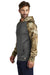 Russell Outdoors RU451 Mens Realtree Colorblock Moisture Wicking Hooded Sweatshirt Hoodie w/ Pouch Pocket Magnet Grey/Realtree Edge Camo Model Side