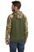 Russell Outdoors RU451 Mens Realtree Colorblock Moisture Wicking Hooded Sweatshirt Hoodie w/ Pouch Pocket Olive Drab Green/Realtree Edge Camo Model Back