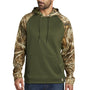 Russell Outdoors Mens Realtree Colorblock Moisture Wicking Hooded Sweatshirt Hoodie w/ Pouch Pocket - Olive Drab Green/Realtree Edge Camo