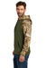 Russell Outdoors RU451 Mens Realtree Colorblock Moisture Wicking Hooded Sweatshirt Hoodie w/ Pouch Pocket Olive Drab Green/Realtree Edge Camo Model Side