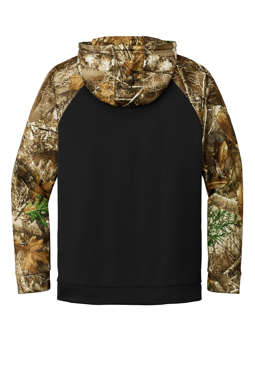 Russell Outdoors RU452 Mens Realtree Colorblock Moisture Wicking Full Zip Hooded Sweatshirt Hoodie w/ Pockets Black/Realtree Edge Camo Flat Back