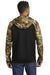 Russell Outdoors RU452 Mens Realtree Colorblock Moisture Wicking Full Zip Hooded Sweatshirt Hoodie w/ Pockets Black/Realtree Edge Camo Model Back