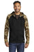 Russell Outdoors RU452 Mens Realtree Colorblock Moisture Wicking Full Zip Hooded Sweatshirt Hoodie w/ Pockets Black/Realtree Edge Camo Model Front
