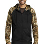 Russell Outdoors Mens Realtree Colorblock Moisture Wicking Full Zip Hooded Sweatshirt Hoodie w/ Pockets - Black/Realtree Edge Camo
