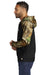 Russell Outdoors RU452 Mens Realtree Colorblock Moisture Wicking Full Zip Hooded Sweatshirt Hoodie w/ Pockets Black/Realtree Edge Camo Model Side