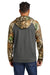 Russell Outdoors RU452 Mens Realtree Colorblock Moisture Wicking Full Zip Hooded Sweatshirt Hoodie w/ Pockets Magnet Grey/Realtree Edge Camo Model Back