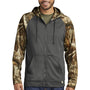 Russell Outdoors Mens Realtree Colorblock Moisture Wicking Full Zip Hooded Sweatshirt Hoodie w/ Pockets - Magnet Grey/Realtree Edge Camo
