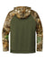 Russell Outdoors RU452 Mens Realtree Colorblock Moisture Wicking Full Zip Hooded Sweatshirt Hoodie w/ Pockets Olive Drab Green/Realtree Edge Camo Flat Back