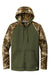 Russell Outdoors RU452 Mens Realtree Colorblock Moisture Wicking Full Zip Hooded Sweatshirt Hoodie w/ Pockets Olive Drab Green/Realtree Edge Camo Flat Front