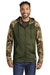 Russell Outdoors RU452 Mens Realtree Colorblock Moisture Wicking Full Zip Hooded Sweatshirt Hoodie w/ Pockets Olive Drab Green/Realtree Edge Camo Model Front