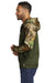 Russell Outdoors RU452 Mens Realtree Colorblock Moisture Wicking Full Zip Hooded Sweatshirt Hoodie w/ Pockets Olive Drab Green/Realtree Edge Camo Model Side