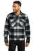 Russell Outdoors RU550 Mens Basin Snap Down Jacket Deep Black Plaid Model Front