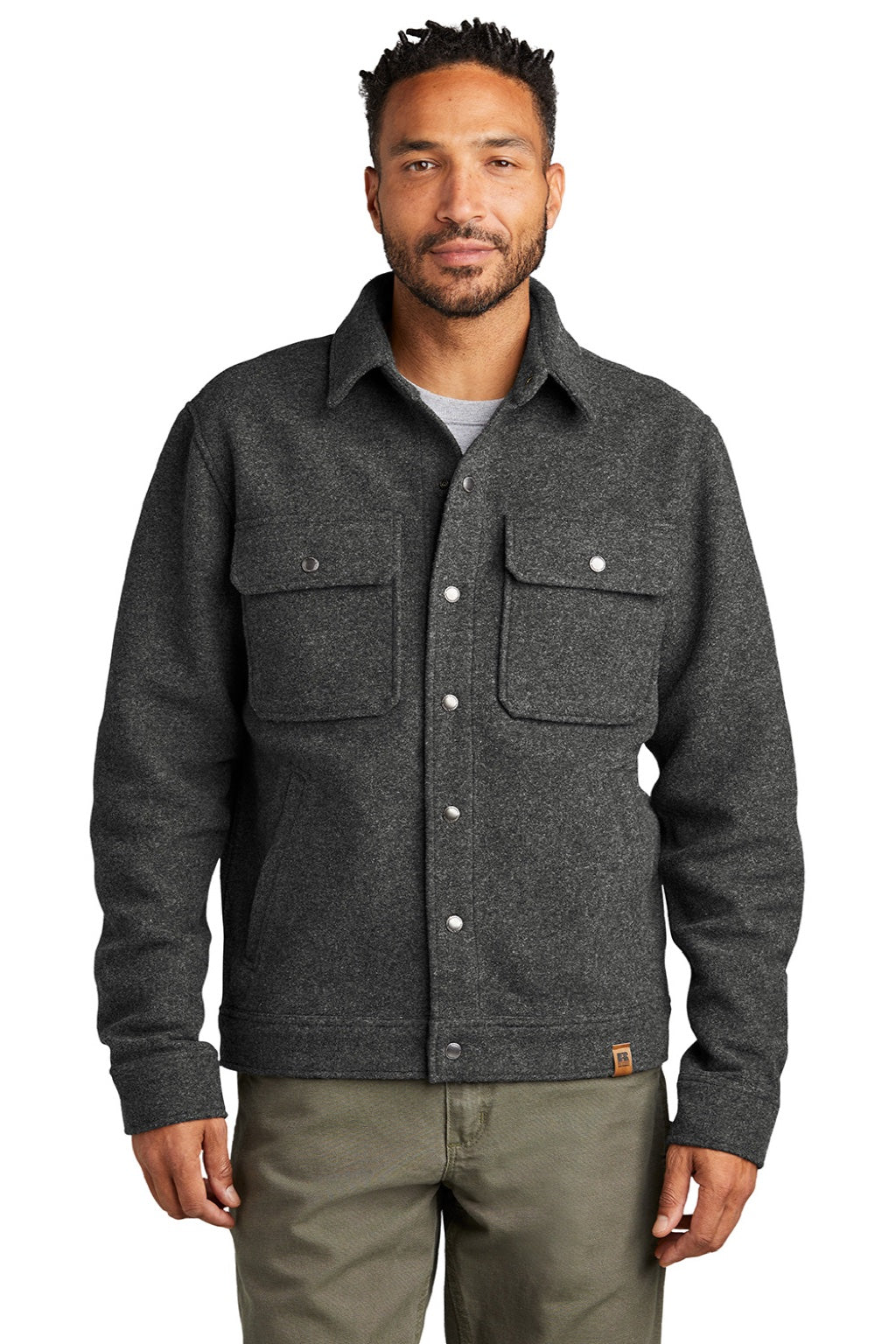 Russell Outdoors RU550 Mens Basin Snap Down Jacket Heather Graphite Grey Model Front