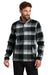 Russell Outdoors RU551 Mens Basin 1/4 Snap Jacket Deep Black Plaid Model Front