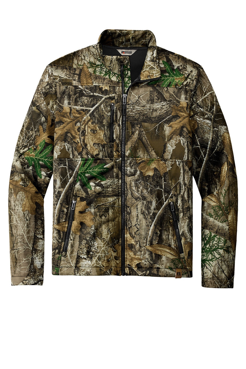 Russell Outdoors RU600 Mens Realtree Atlas Water Resistant Full Zip Soft Shell Jacket Realtree Edge Camo Flat Front