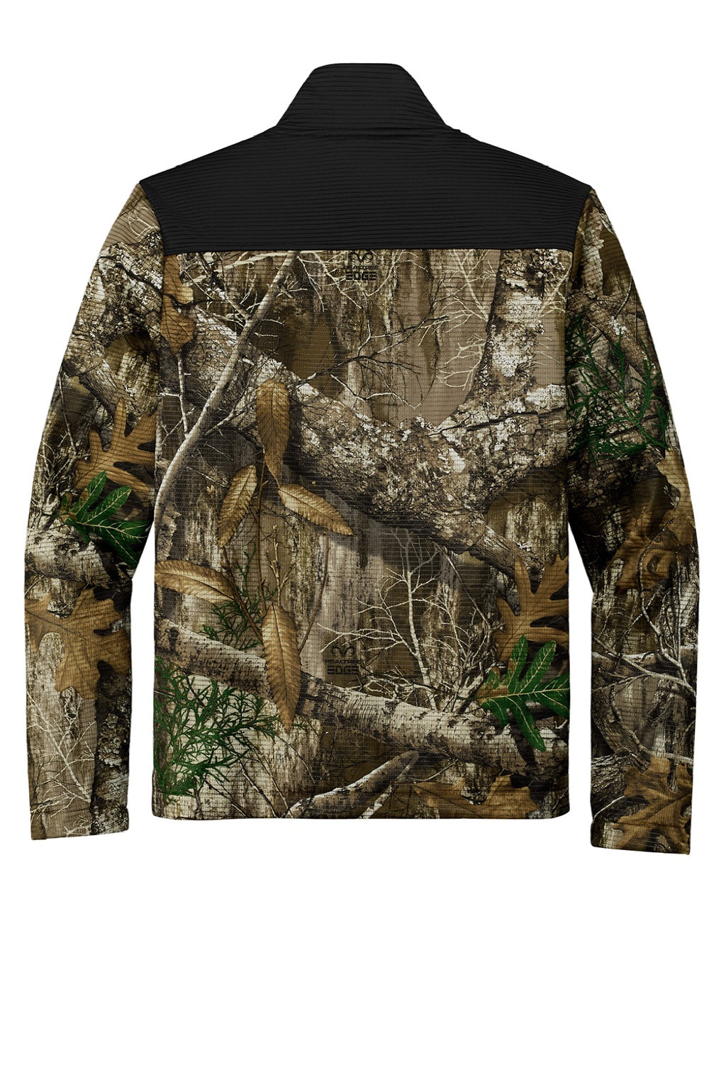 Russell Outdoors RU601 Mens Realtree Atlas Water Resistant Colorblock Full Zip Soft Shell Jacket Deep Black/Realtree Edge Camo Flat Back