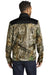 Russell Outdoors RU601 Mens Realtree Atlas Water Resistant Colorblock Full Zip Soft Shell Jacket Deep Black/Realtree Edge Camo Model Back