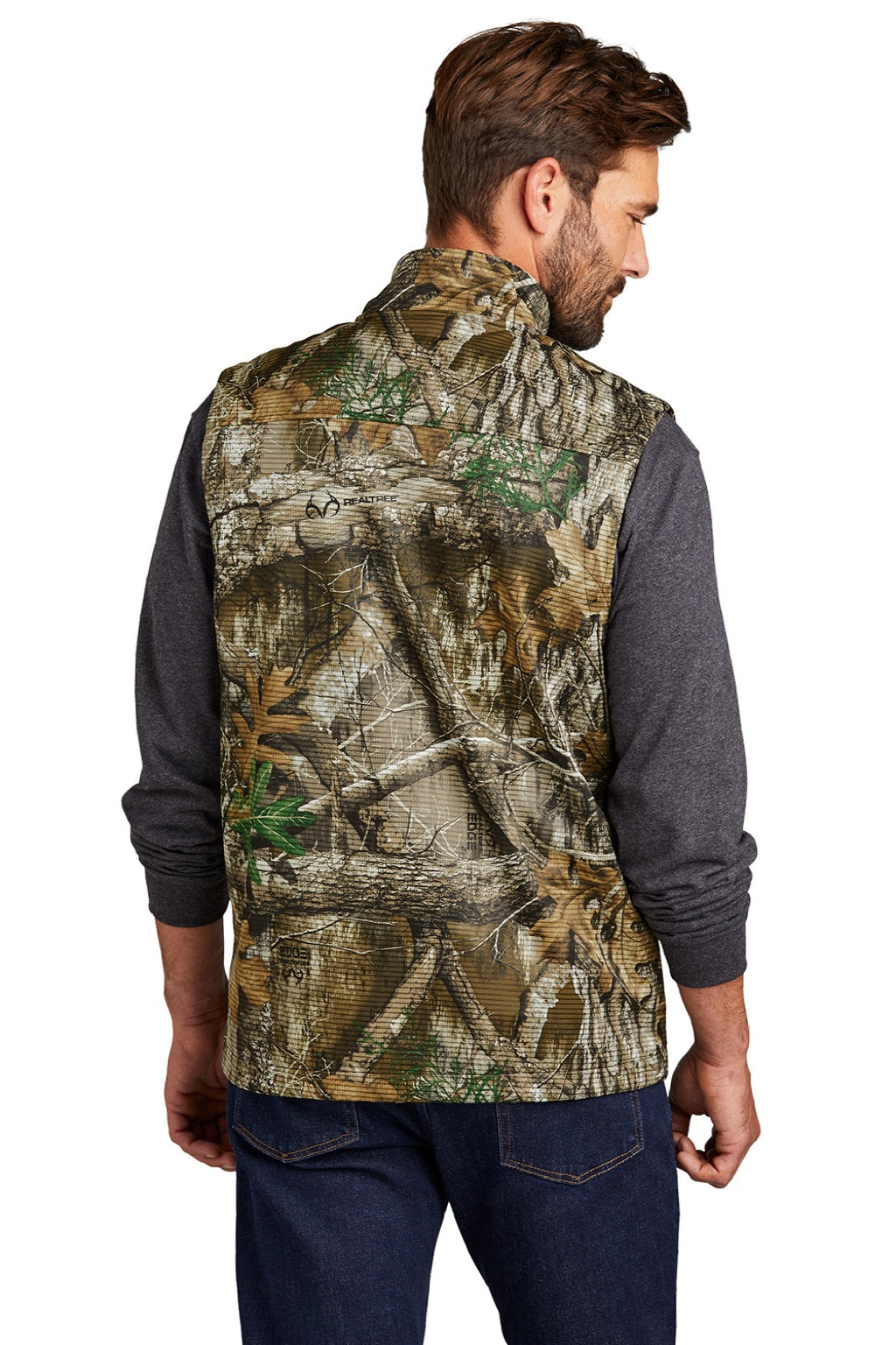 Russell Outdoors RU603 Mens Realtree Atlas Water Resistant Full Zip Soft Shell Vest Realtree Edge Camo Model Back